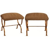 Pair of Spanish Gold Leafed Iron Benches Antique Pair of Spanish Gold Leafed Iron Benches