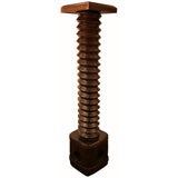 French Antique Solid Oak Wine Screw Pedestal