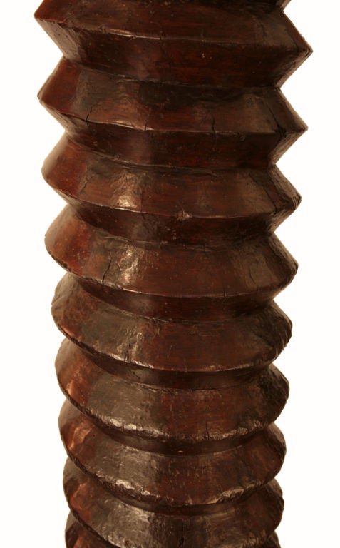 French Antique Solid Oak Wine Screw Pedestal