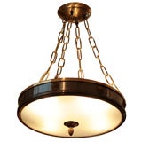 French Neoclassic Brass and Glass Ceiling Fixture