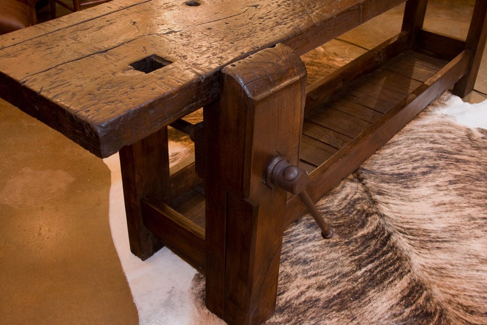 19th Century French Antique Solid Walnut Carpenter's Work Bench