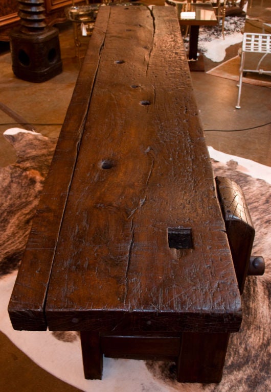 French Antique Solid Walnut Carpenter's Work Bench 1