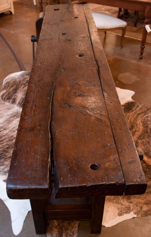 French Antique Solid Walnut Carpenter's Work Bench 2