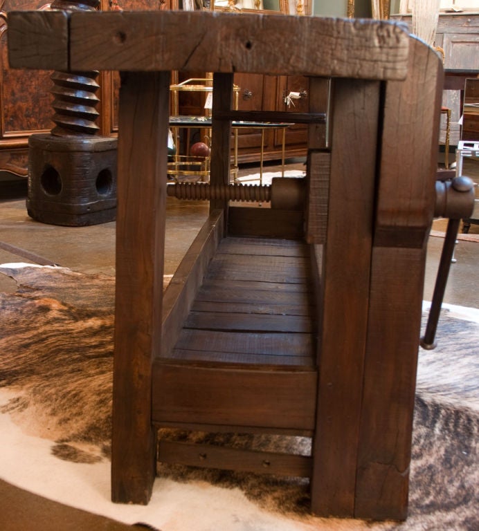 French Antique Solid Walnut Carpenter's Work Bench 4