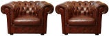 Vintage Pair of Leather Chesterfield Armchairs from England