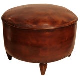 French Art Deco Period Leather Ottoman