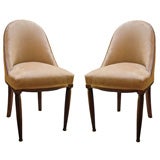Pair of Solid Mahogany Art Deco Occasional Chairs from France
