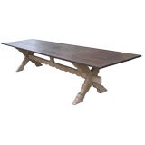 Solid Fir French Farm Table With Trestle Base