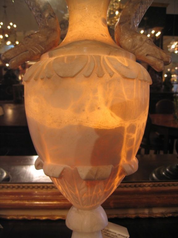 Spanish Hand Carved Alabaster Lamp