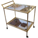 French Art Deco Period Brass and Glass Bar Cart