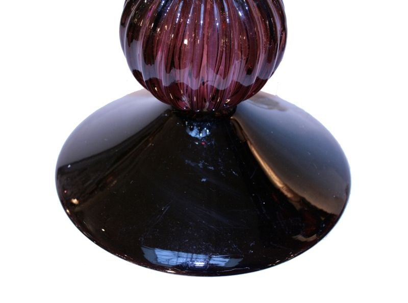 Mid-20th Century Pair of Italian Aubergine Murano Glass Lamps