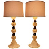 Pair of Murano Gold and Amber Glass Lamps Pair of Murano Gold and Amber Glass Lamps