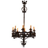 French Antique Neo Gothic Iron Chandelier