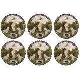 Set of Six French Antique Majolica Plates