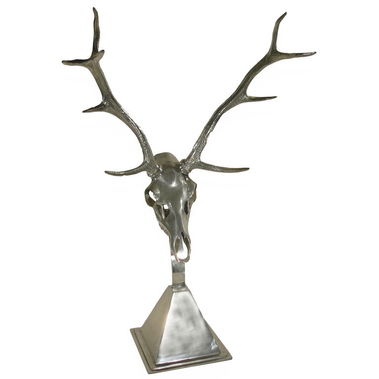 Arthur Court MID CENTURY ALUMINUM 'CHITAL DEER' SKULL SCULPTURE