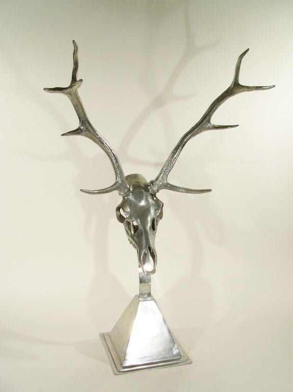 American Arthur Court MID CENTURY ALUMINUM 'CHITAL DEER' SKULL SCULPTURE