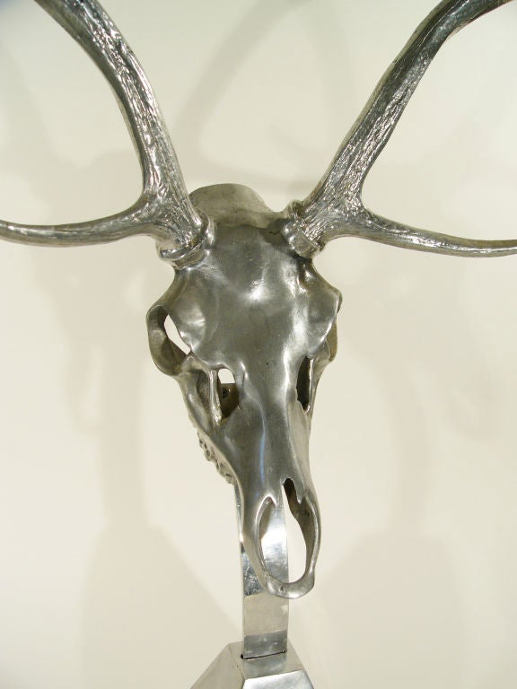 Late 20th Century Arthur Court MID CENTURY ALUMINUM 'CHITAL DEER' SKULL SCULPTURE