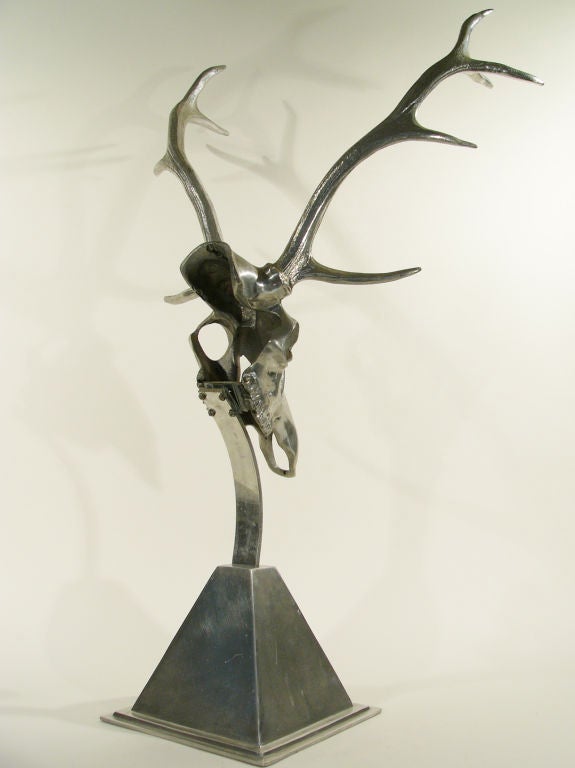 Arthur Court MID CENTURY ALUMINUM 'CHITAL DEER' SKULL SCULPTURE 4