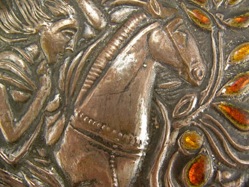 ITALIAN ENAMEL SILVER & COPPER 'HORSE' BOX by Studio Del Campo 3