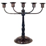 Antique GERMAN FORGED STEEL ARTS 
CRAFTS CANDELABRUM by Goberg