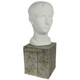 MID CENTURY PLASTER BUST ON ALUMINUM STAND by Pedro Zoleda
