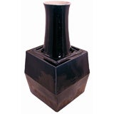 MASSIVE ITALIAN DARK BLUE STONEWARE VESSEL by Bruno Gambone