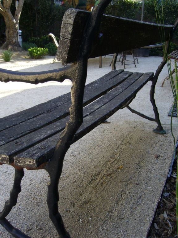 Vintage Iron and Wood Bench For Sale 2