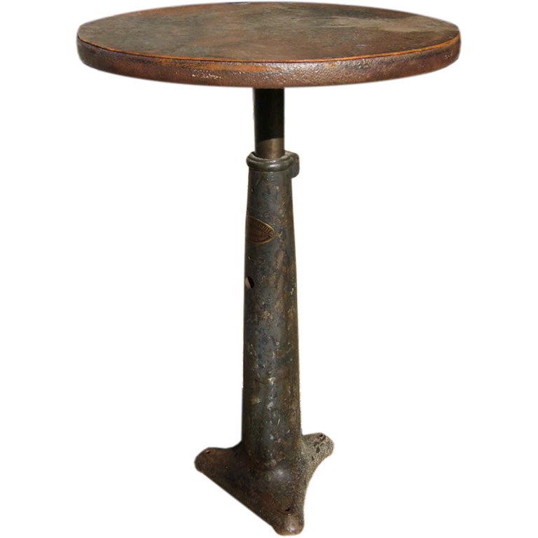 Vintage Industrial Iron High Top Table, France c. 1930