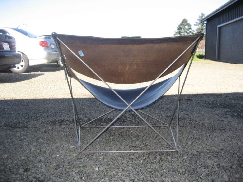 Pair of Pierre Paulin Leather and Tubular Metal Chairs 1