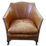 "His" Art Deco Leather Club Chair
