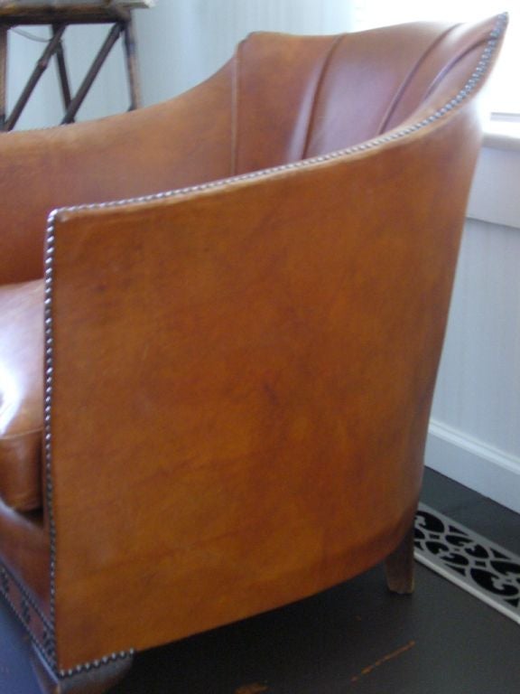 "His" Art Deco Leather Club Chair