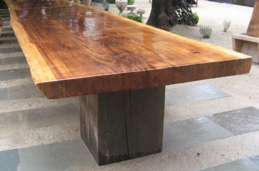 Ron Mann Redwood Table In Distressed Condition For Sale In Napa, CA