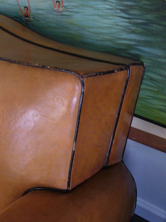 Milieu du XXe siècle Canapé en cuir Art Déco en vente