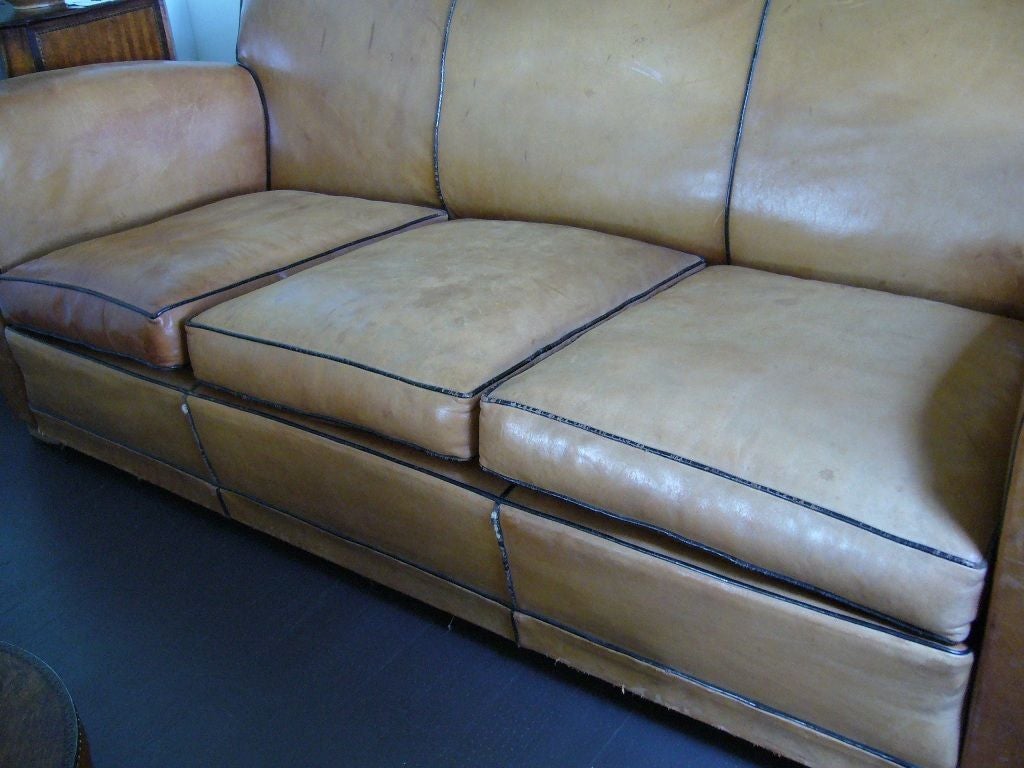 Art Deco Leather Sofa For Sale 1