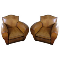 Pair of Art Deco Leather Club Chairs 6