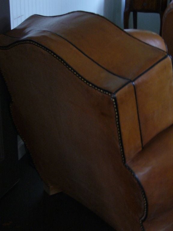 Pair of Art Deco Leather Club Chairs For Sale 1