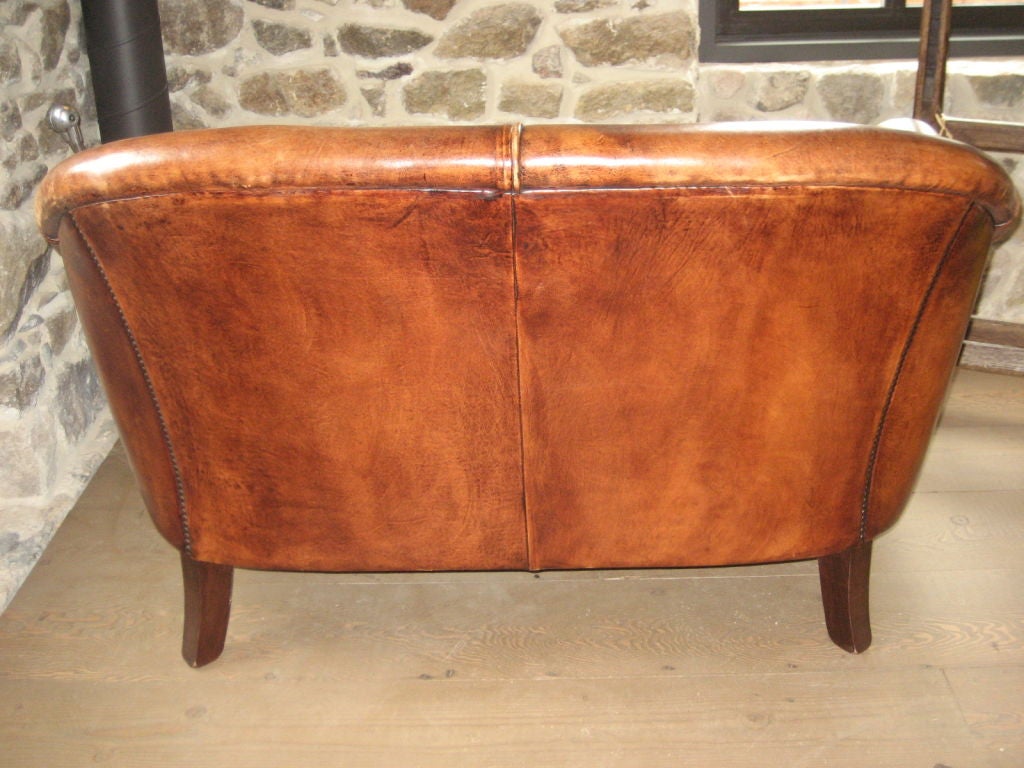 Vintage Leather Love Seat at 1stDibs