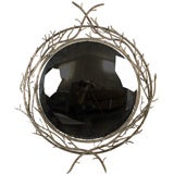 Vintage Bronze Faux Bois Convex Mirror