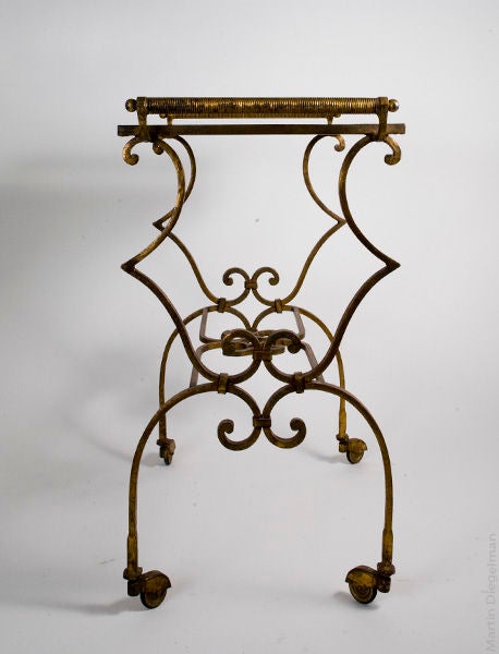 Gilded Wrought Iron Serving Cart at 1stDibs