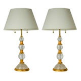 Pair of Rock Crystal and Doré Lamps
