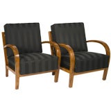Pair of Art Deco Walnut Armchairs