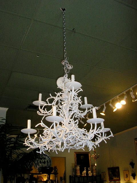 Two Tiered Faux White Coral Chandelier
