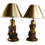 Pair of Japanese Bamboo Table Lamps