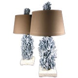 A Pair of Real and Natural Blue Coral Lamps