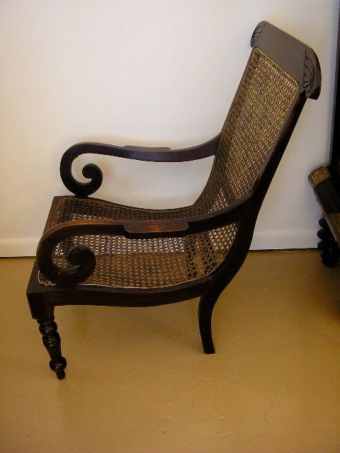 19th Century Pair of Mahogany British Colonial Cane Chairs