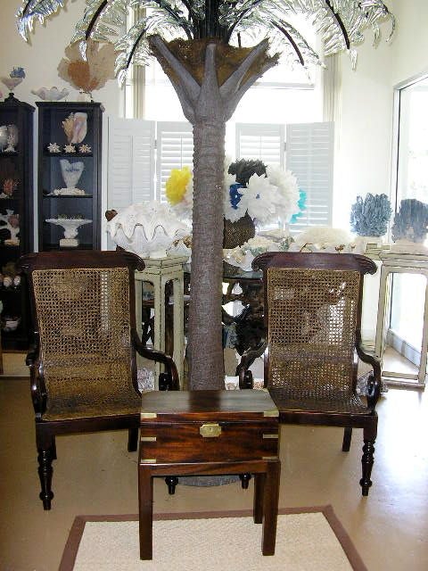 Pair of Mahogany British Colonial Cane Chairs 2