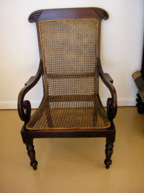 Pair of Mahogany British Colonial Cane Chairs 3