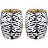 A Pair of Zebra Design Pottery Garden Seats