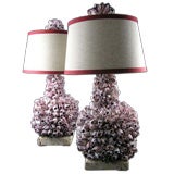 Pair of Bulbous Shaped Barnacle Table Lamps