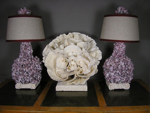Pair of Bulbous Shaped Barnacle Table Lamps